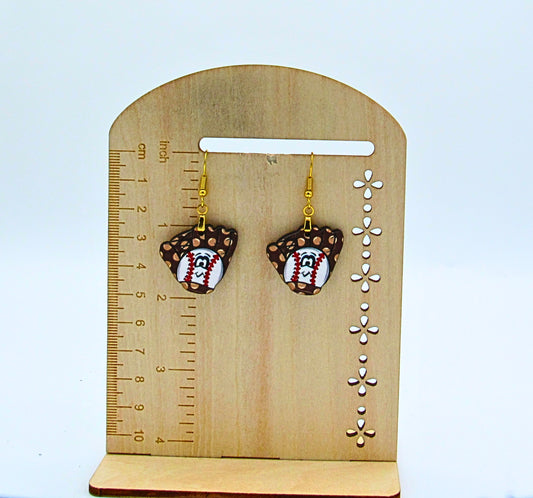 MDF-Baseball Glove Shaped Sublimated Earrings 1 inch