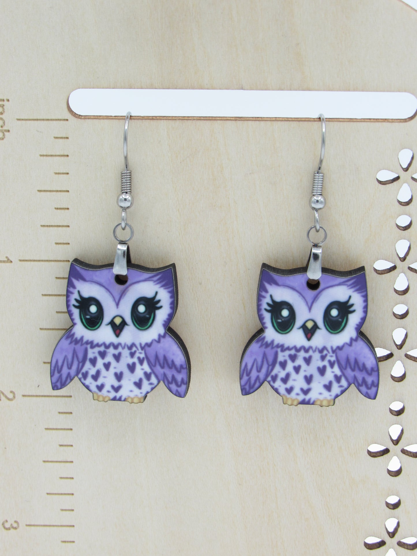 Sublimation Owl Jewelry, Lightweight MDF Wood Dangle Earrings