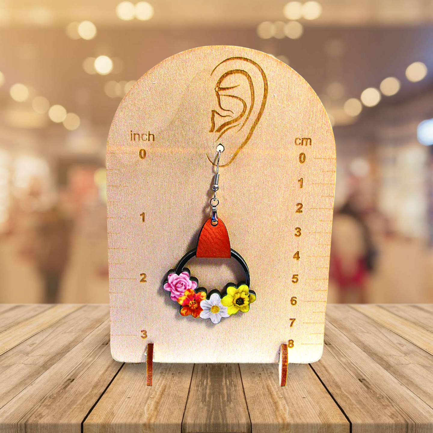 Round Flower Cluster Shaped Sublimated Earrings