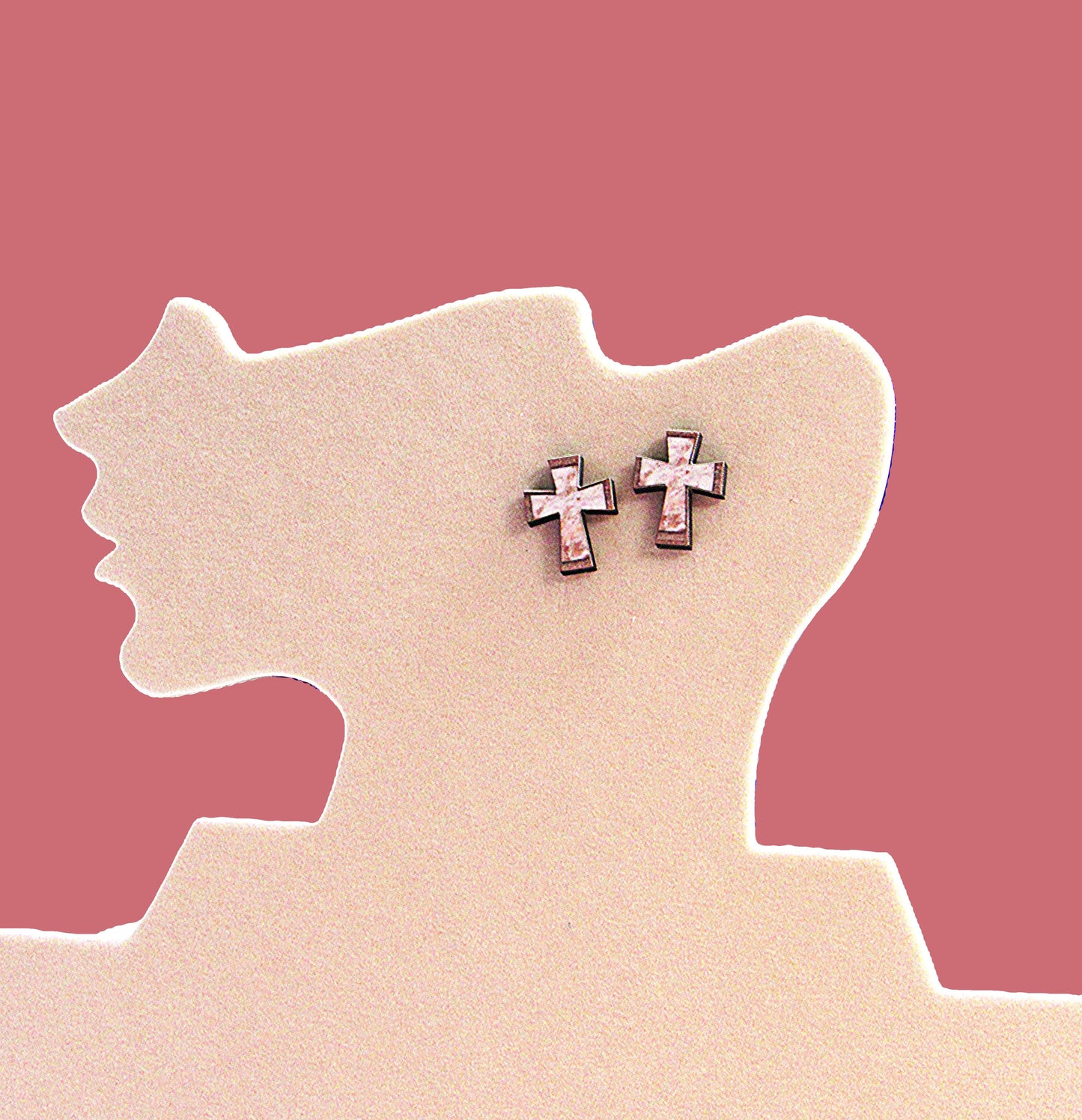 Cross Shaped Sublimated Stud Earrings