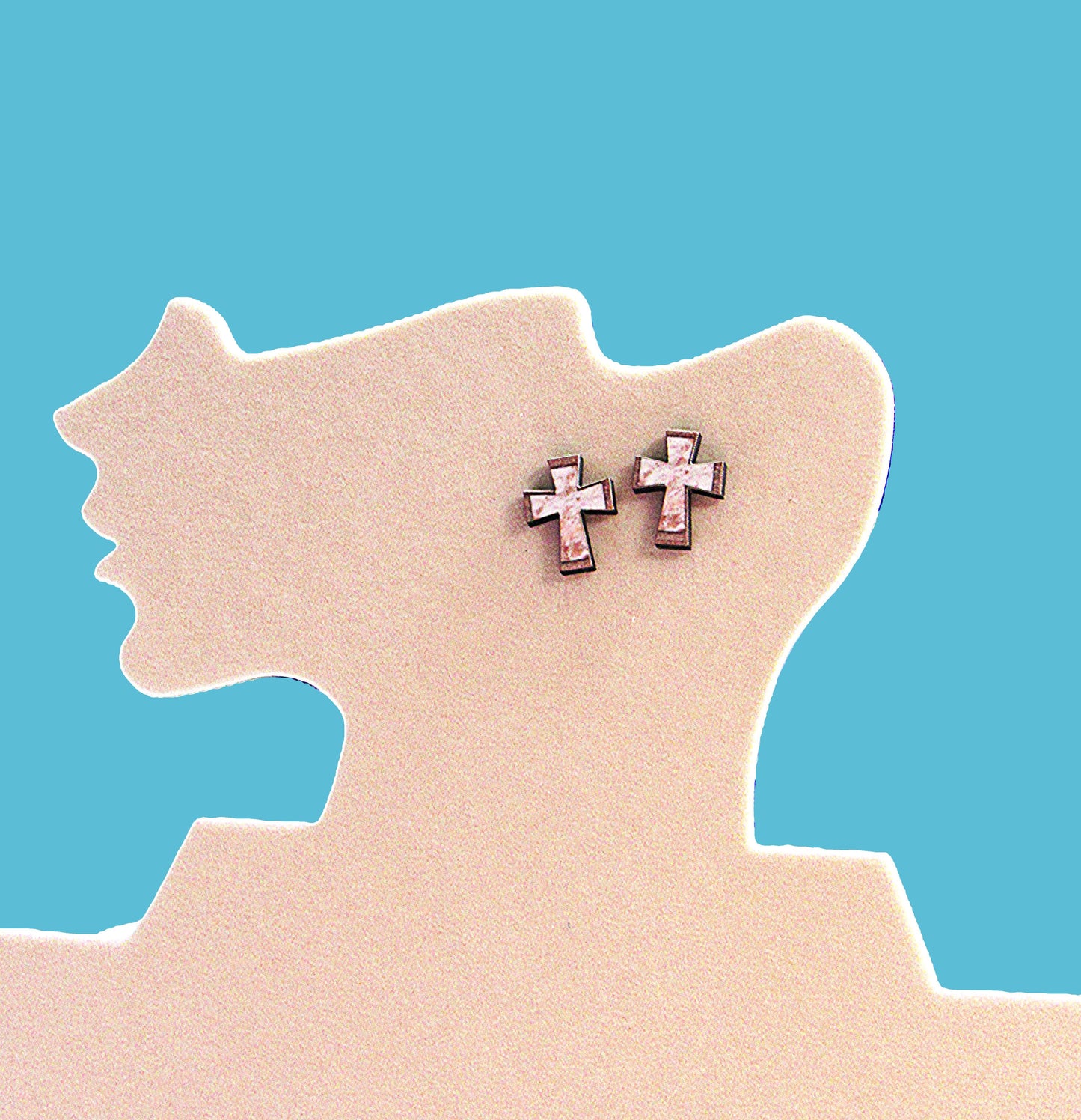 Cross Shaped Sublimated Stud Earrings
