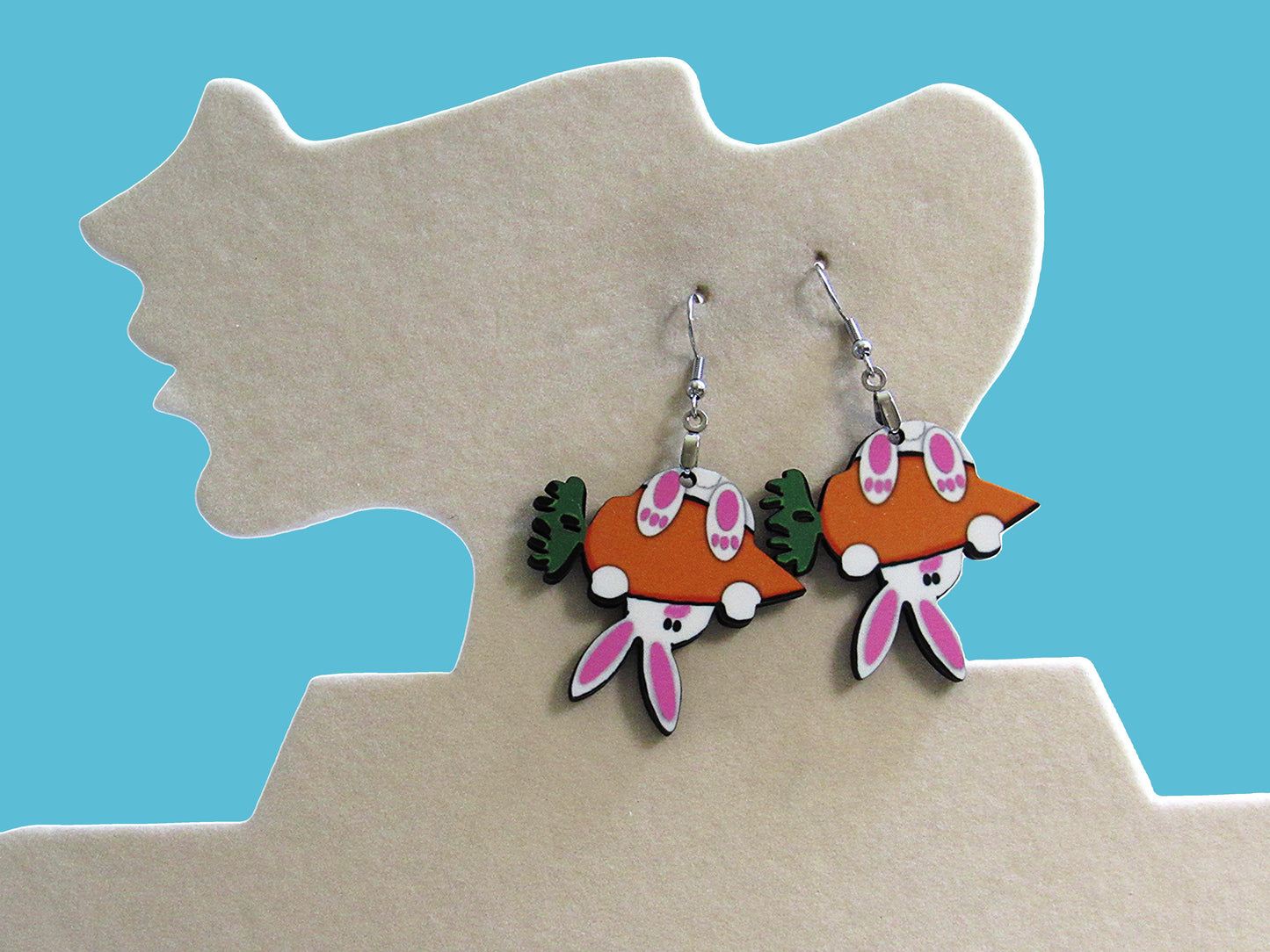 Upside Down Bunny Shaped Sublimated Earrings