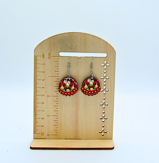 MDF-Floral Round Shaped Sublimated Earrings 1 inch