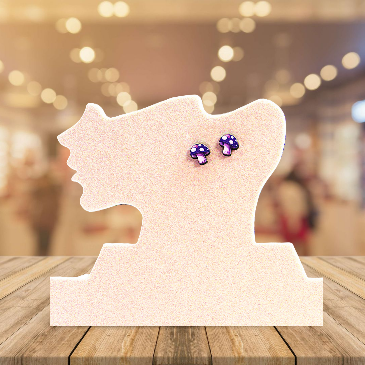 Mushroom Shaped Sublimated Stud Earrings