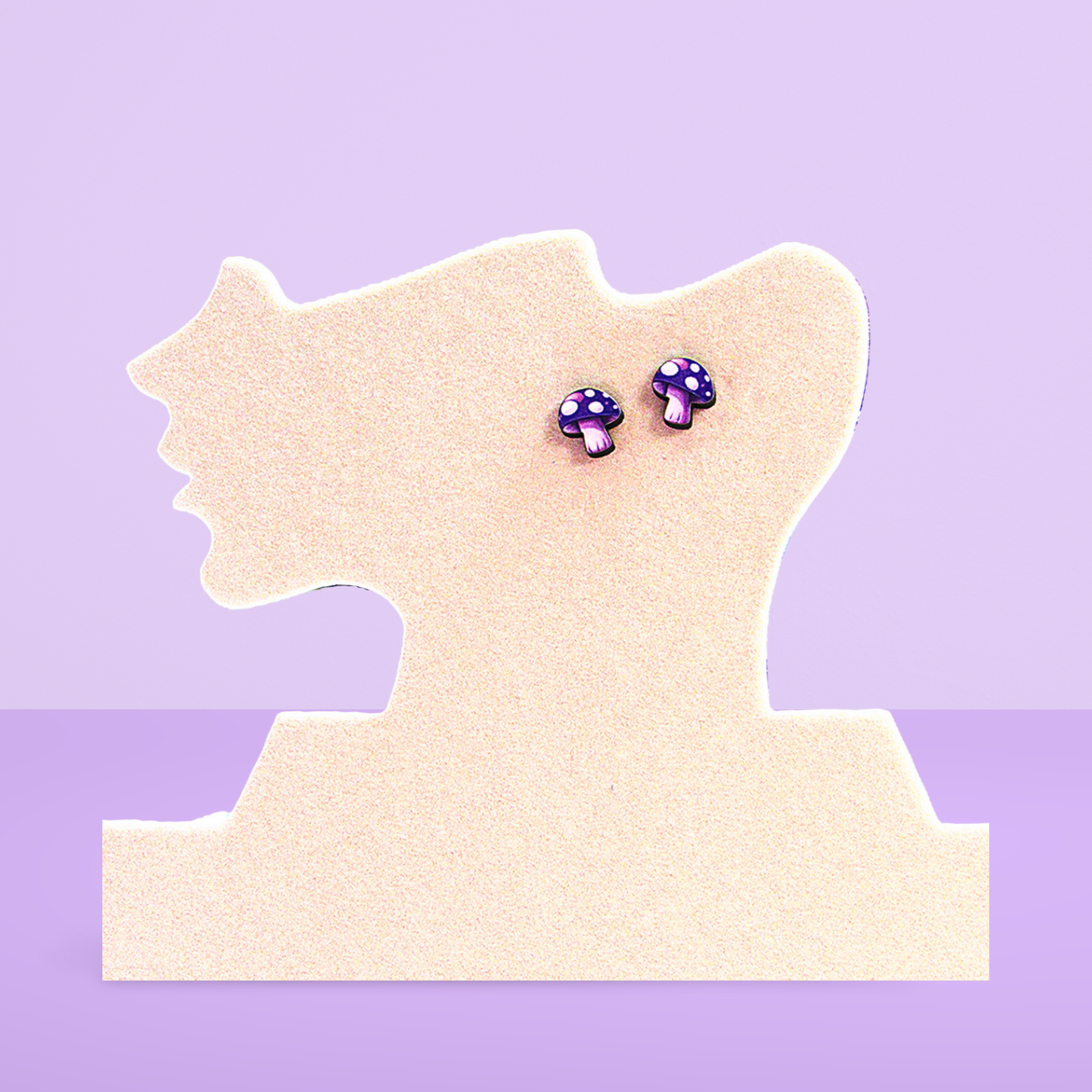 Mushroom Shaped Sublimated Stud Earrings