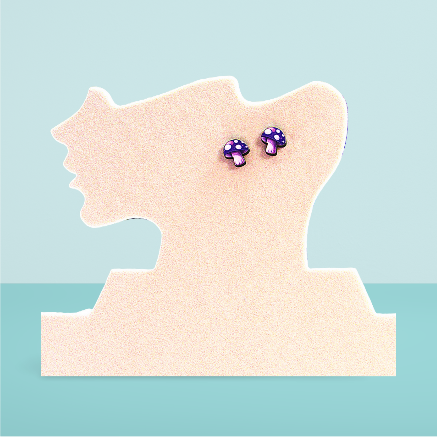 Mushroom Shaped Sublimated Stud Earrings