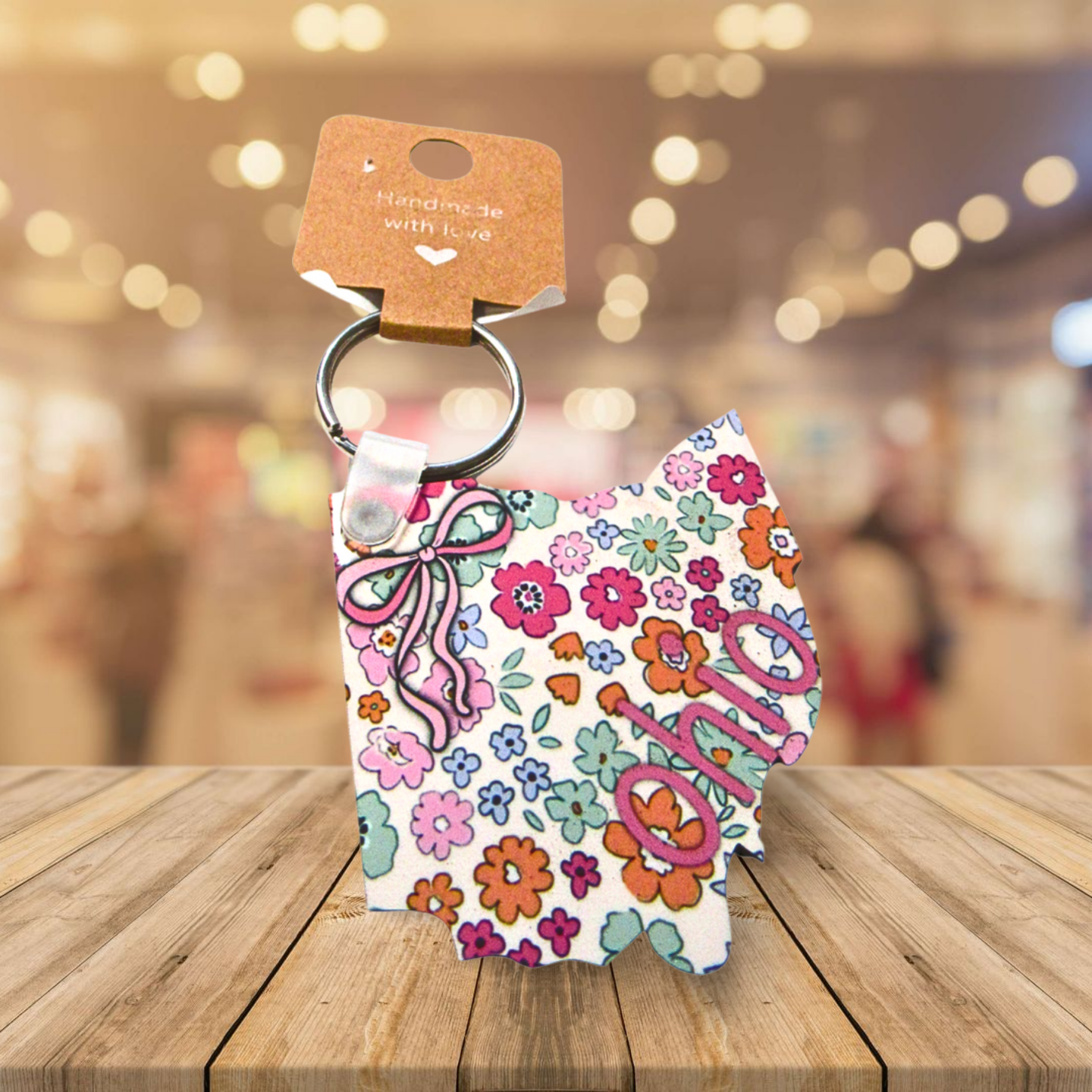 Ohio Shaped Sublimated Keychain MDF