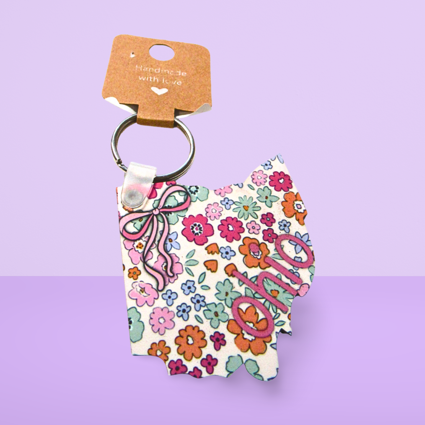 Ohio Shaped Sublimated Keychain MDF