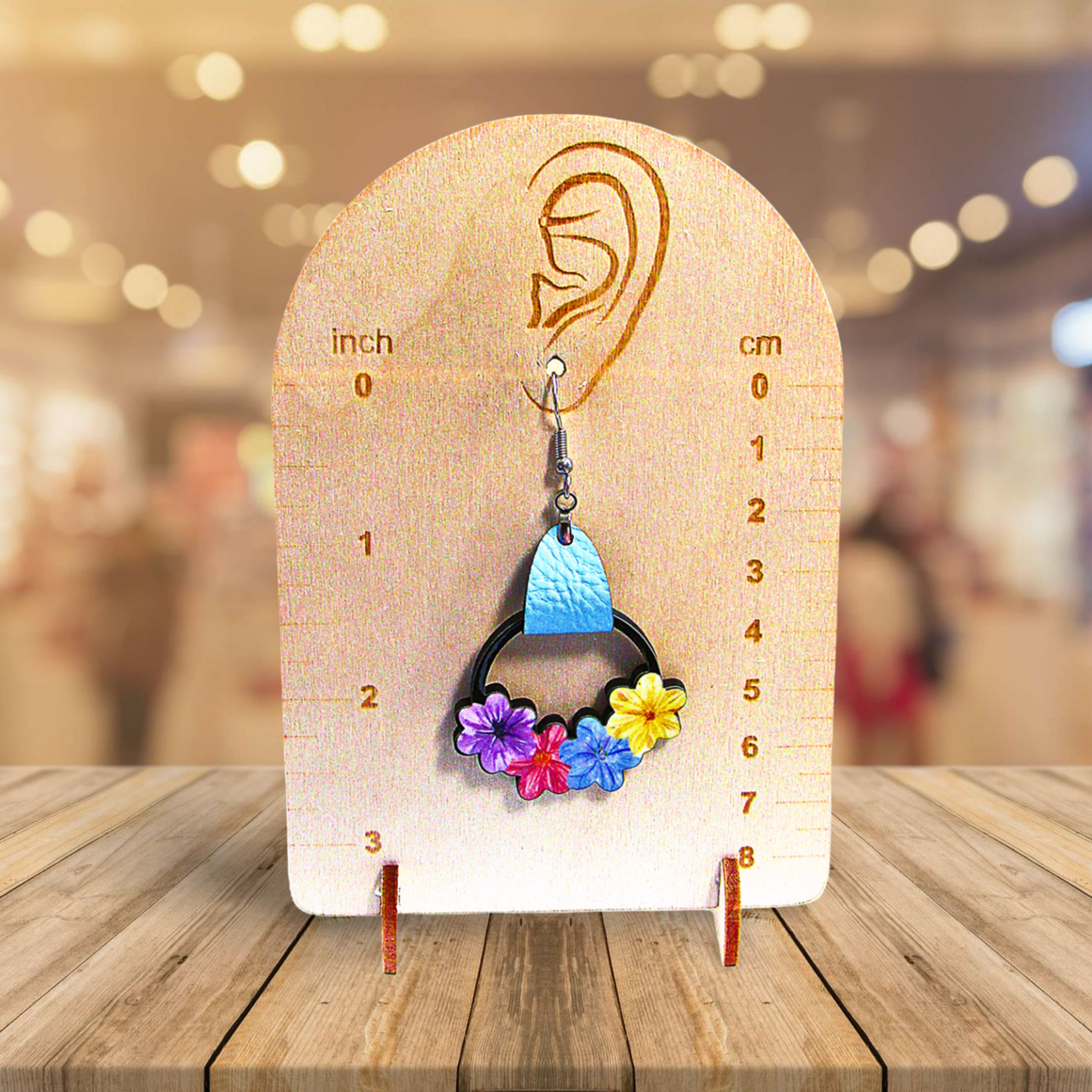 Round Flower Cluster Shaped Sublimated Earrings
