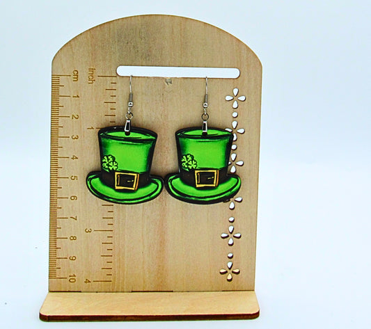 MDF-Top Hat Shaped Sublimated  Earrings 1.5 inch