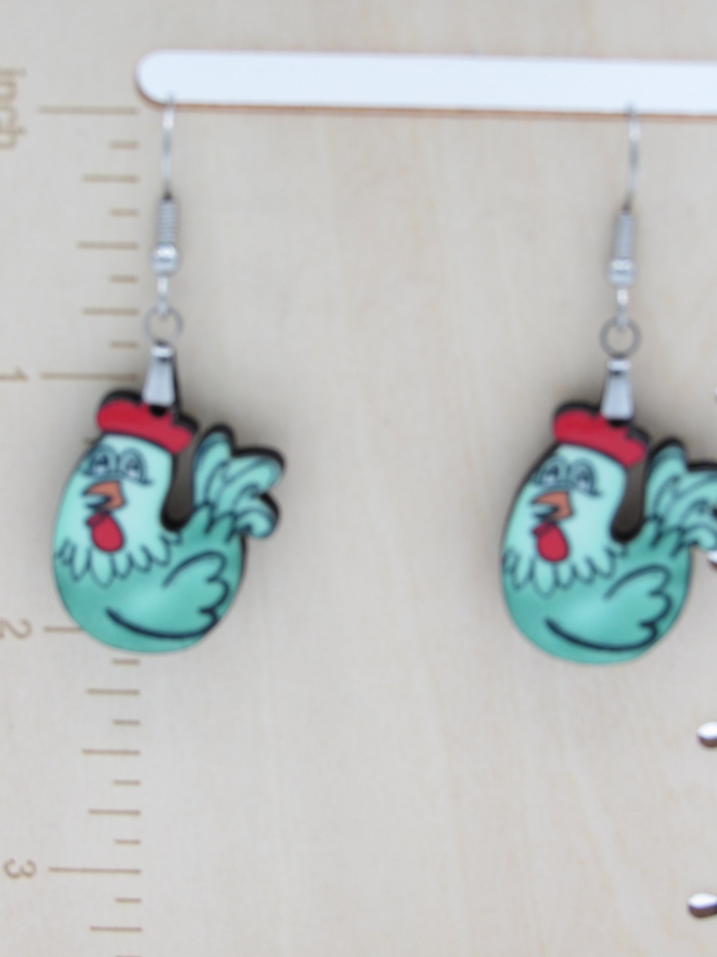 Chicken Shaped MDF Dangle Earrings, Farm Animal Jewelry