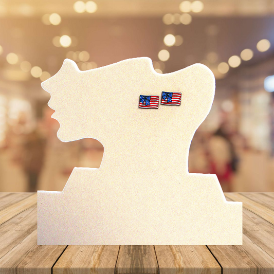 Flag Shaped Sublimated Earring Studs