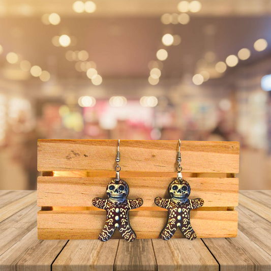 Skeleton Gingerbread Shaped Sublimated Earrings