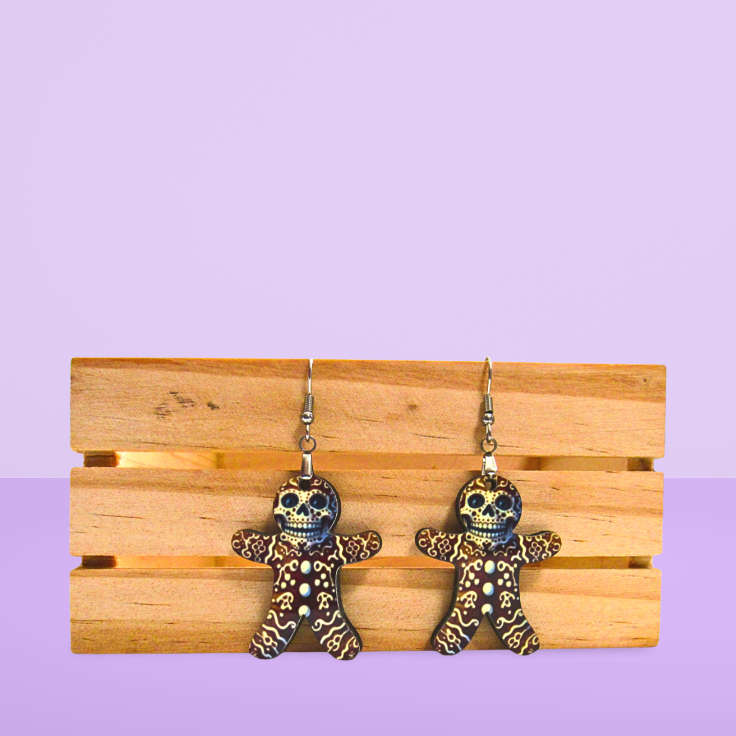 Skeleton Gingerbread Shaped Sublimated Earrings