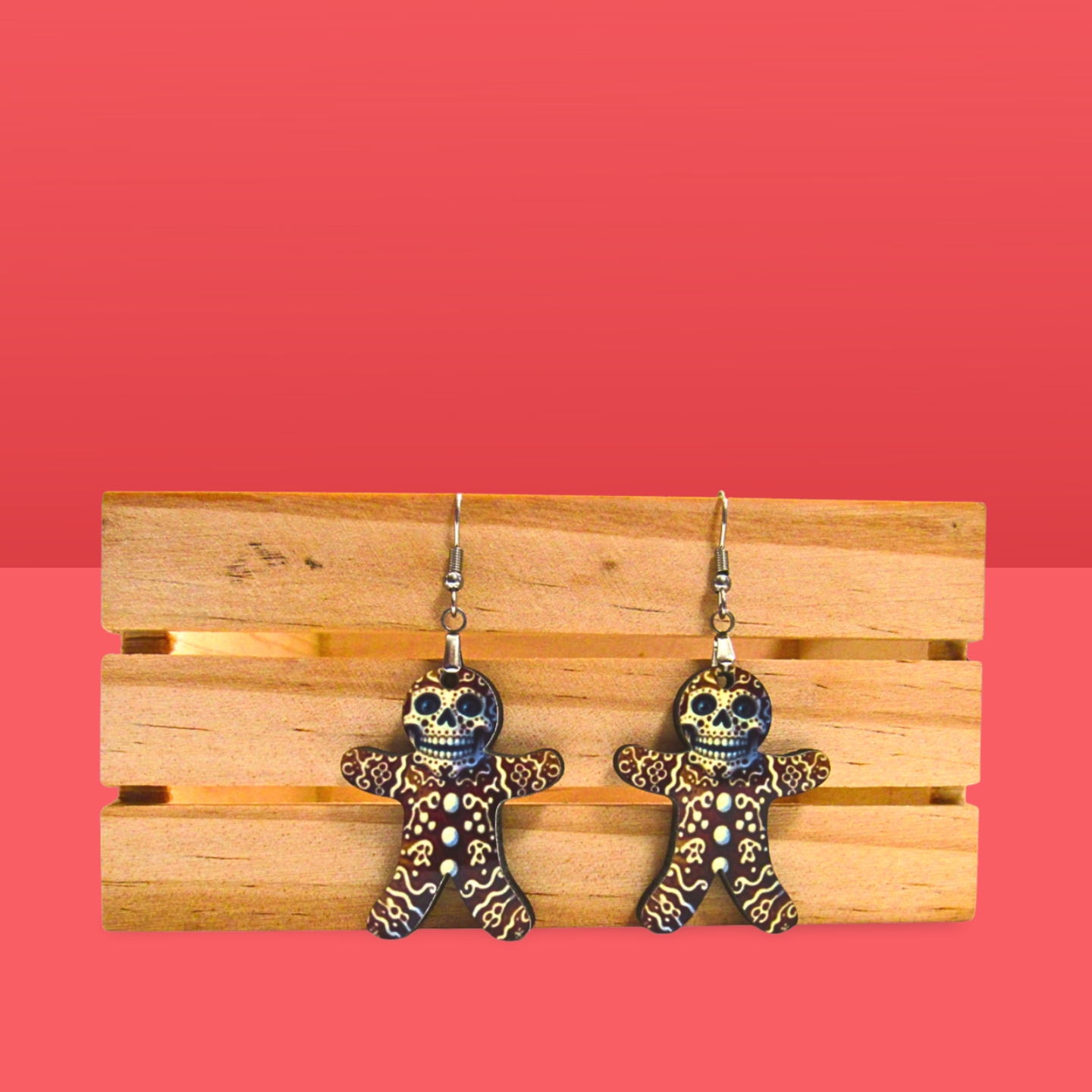 Skeleton Gingerbread Shaped Sublimated Earrings