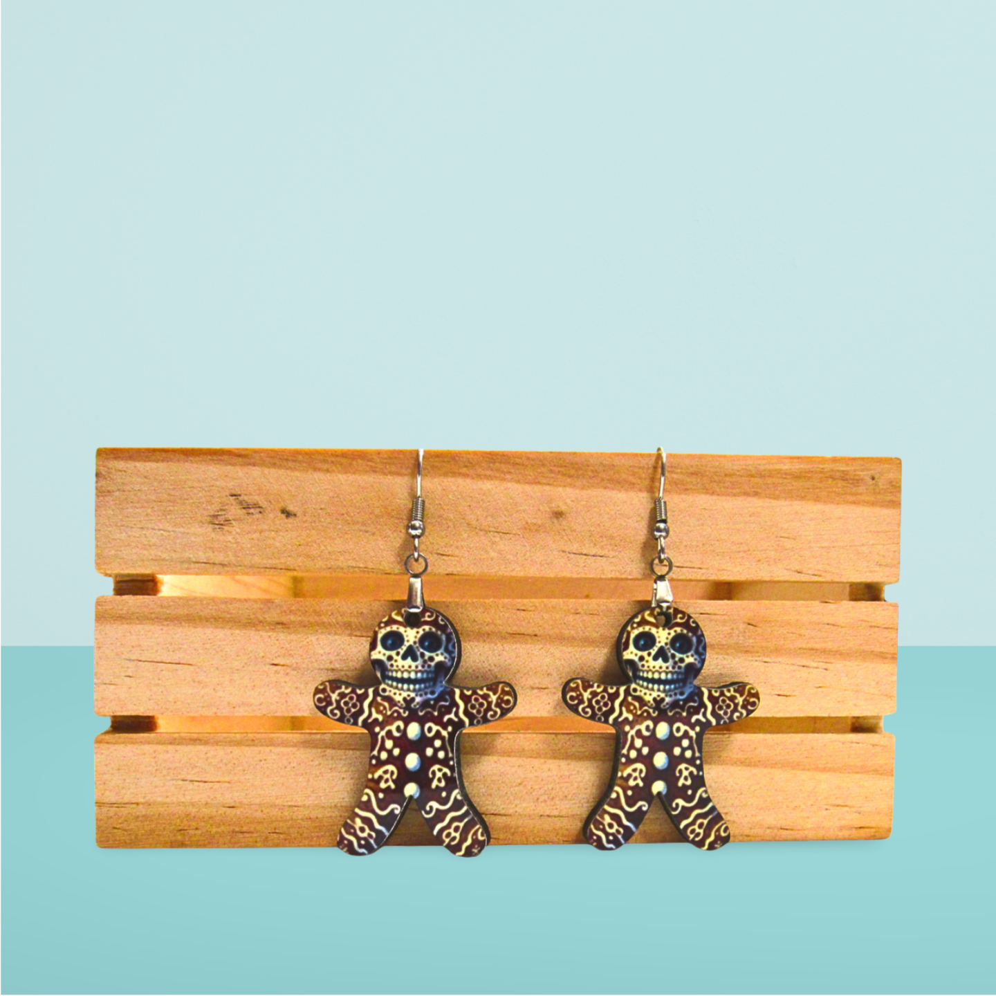 Skeleton Gingerbread Shaped Sublimated Earrings