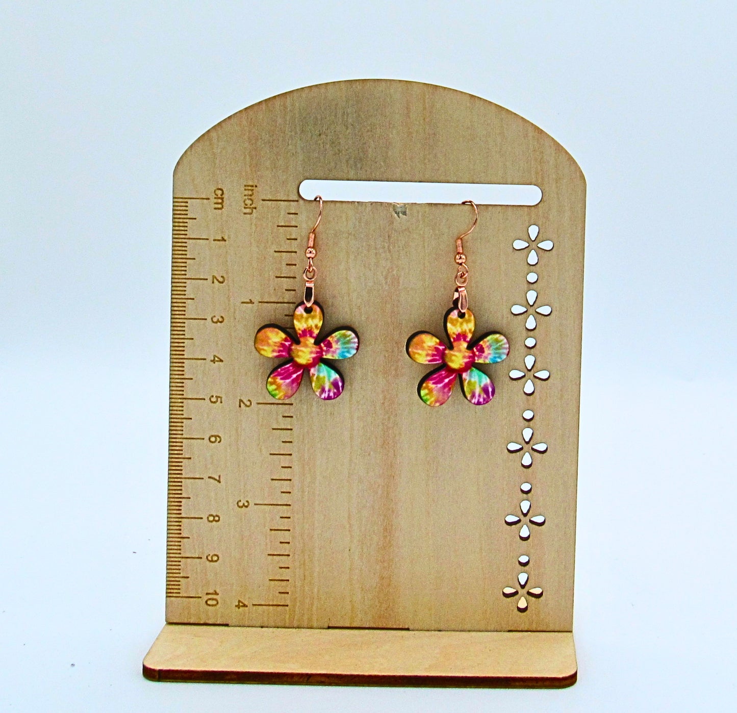 MDF- Hippie Flower Shaped Sublimated Earrings 1 inch