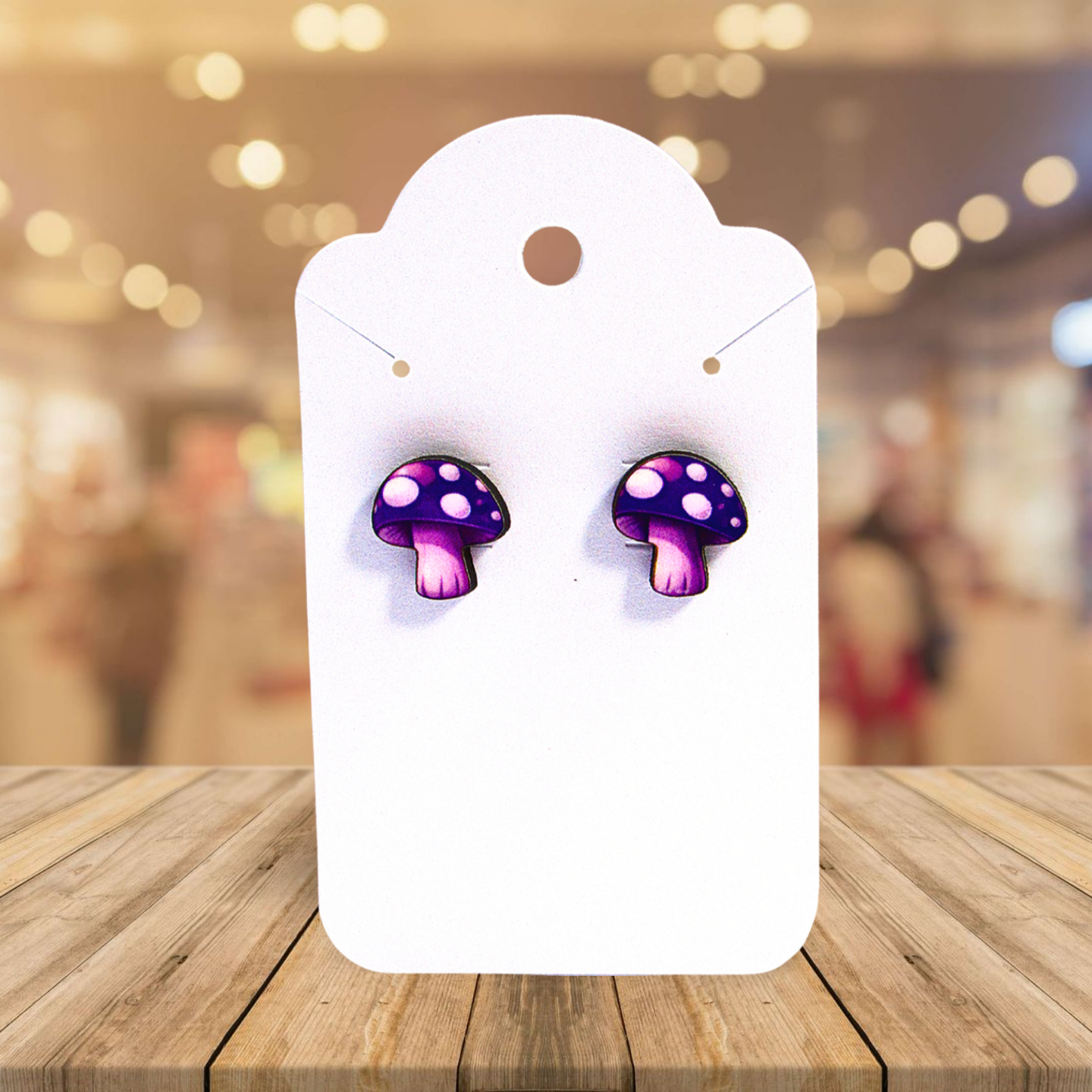 Mushroom Shaped Sublimated Stud Earrings