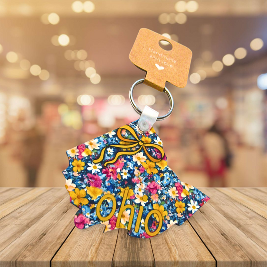 Ohio Shaped Sublimated Keychain MDF