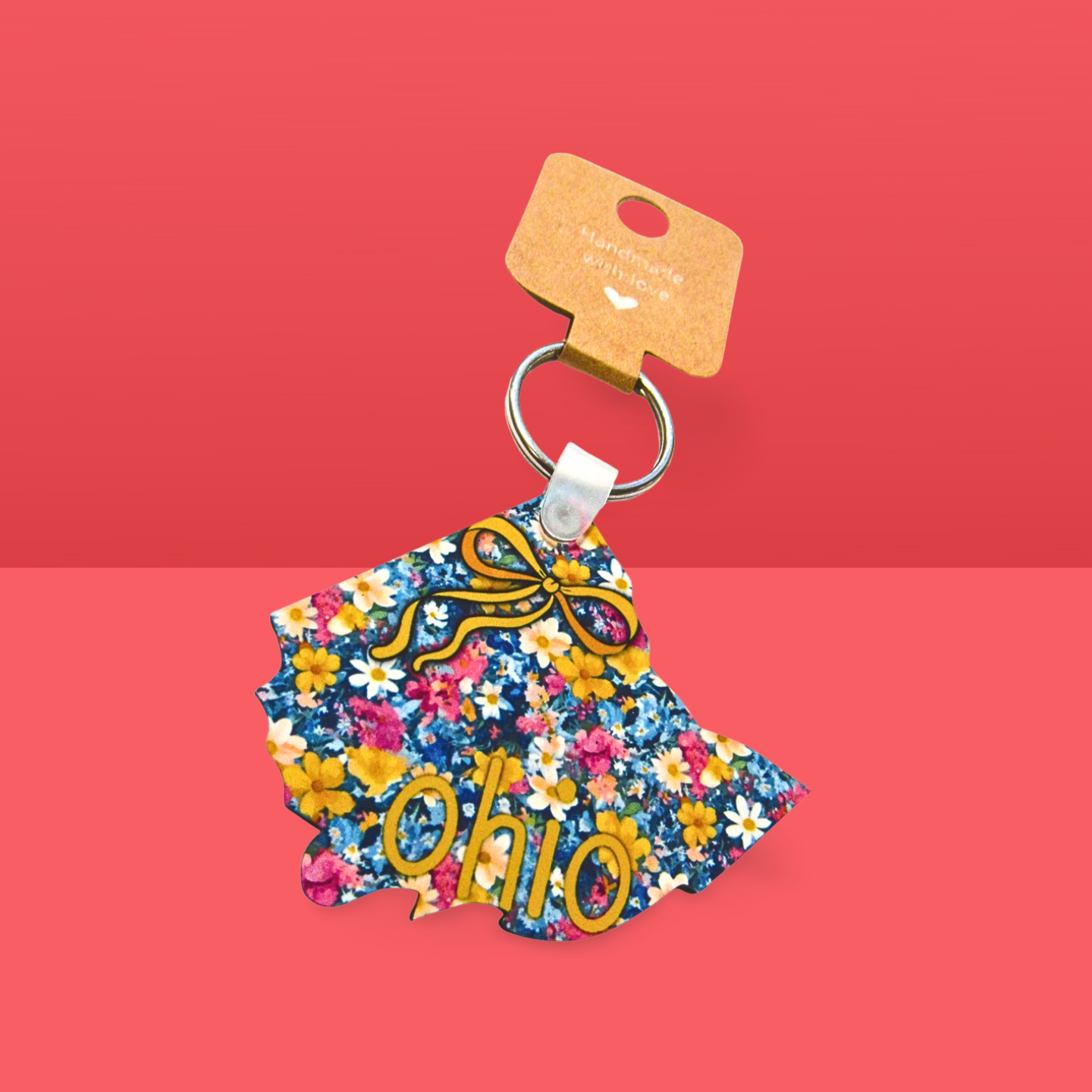 Ohio Shaped Sublimated Keychain MDF