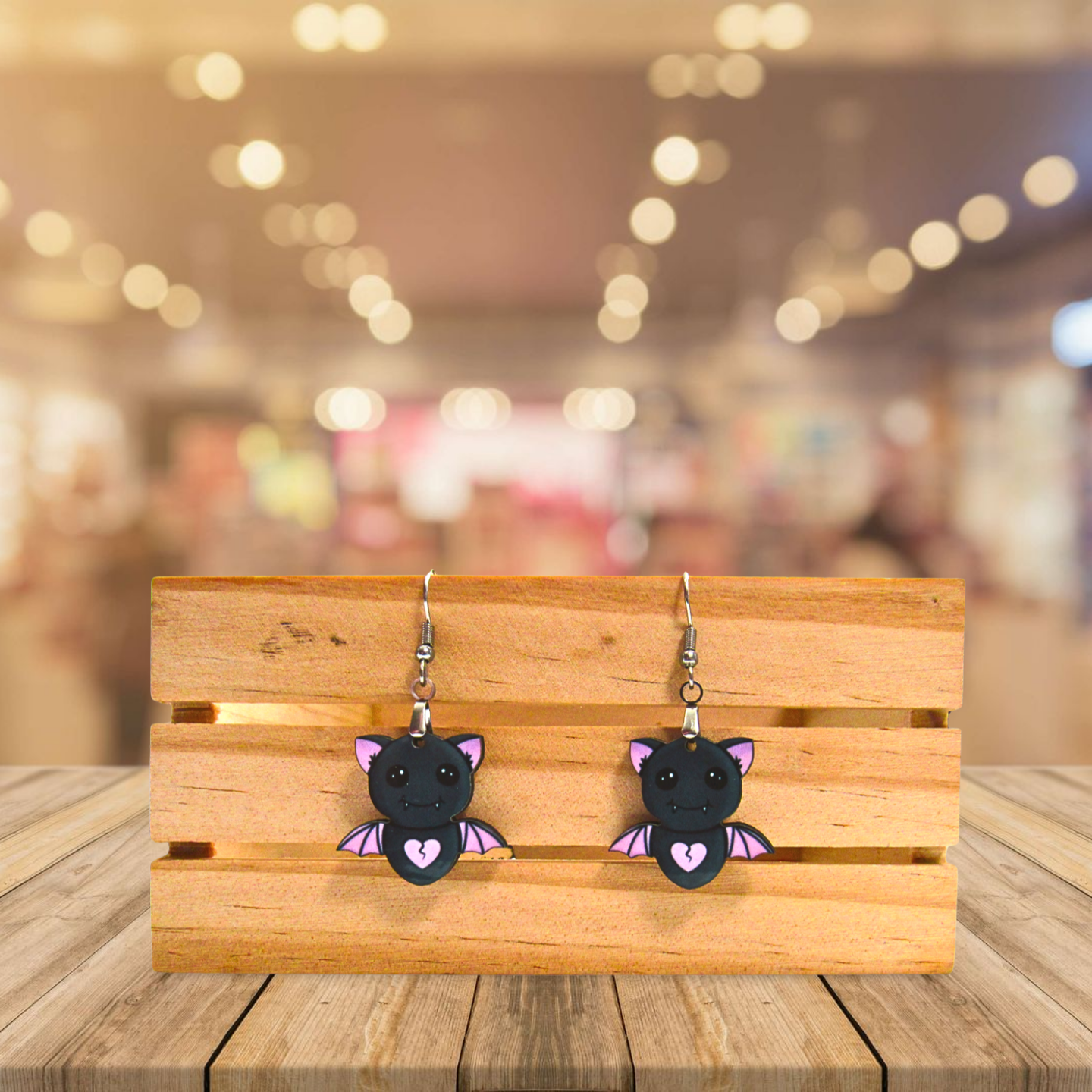 Flying Bat Shaped Sublimated Earrings 1 inch