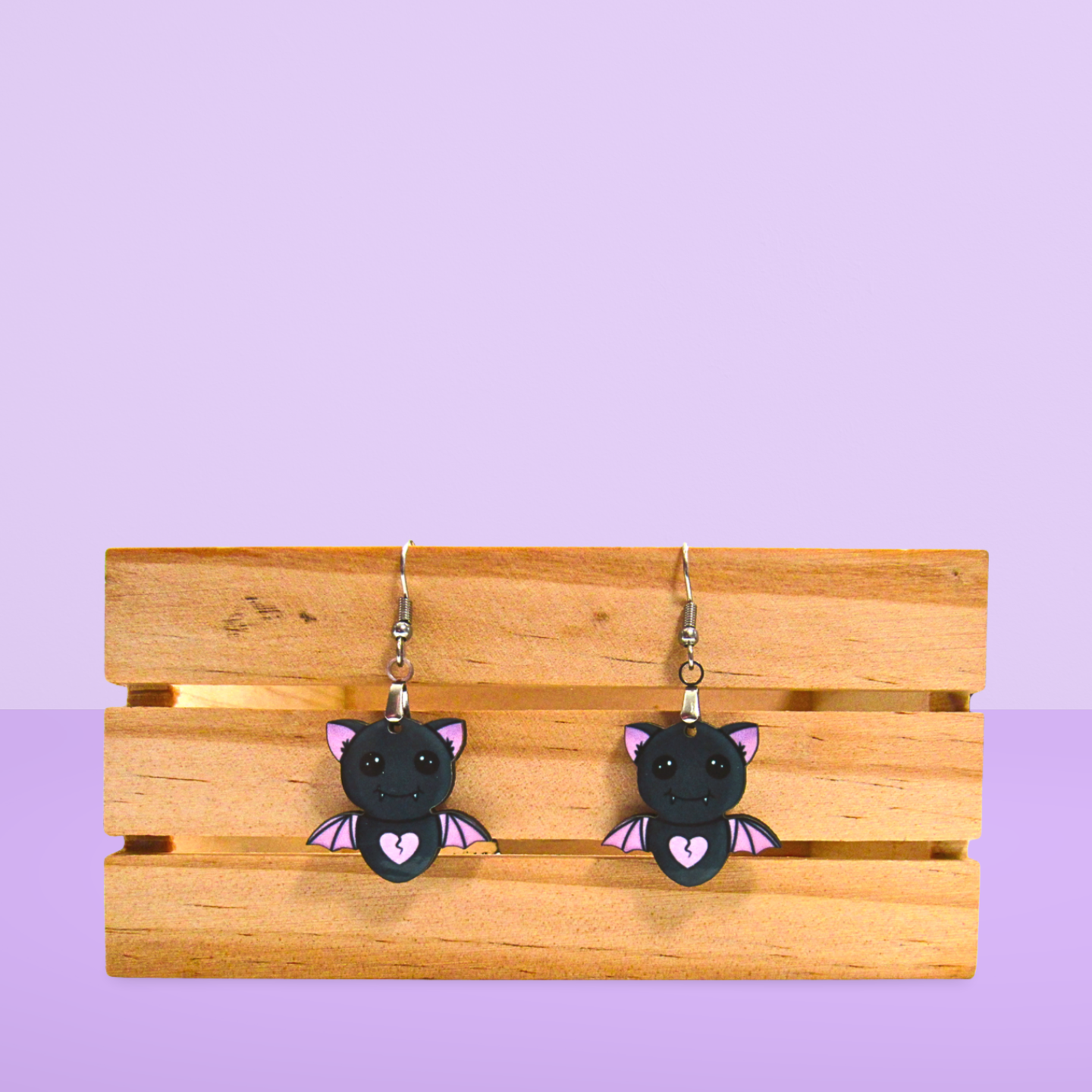 Flying Bat Shaped Sublimated Earrings 1 inch