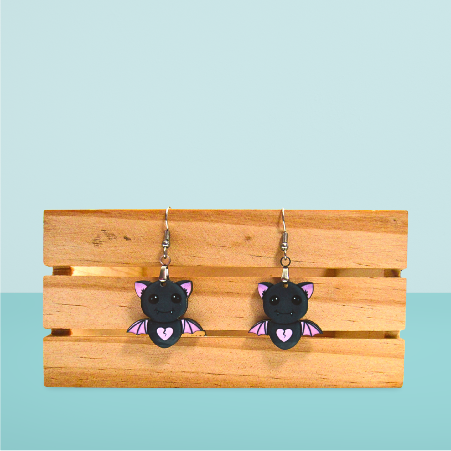 Flying Bat Shaped Sublimated Earrings 1 inch