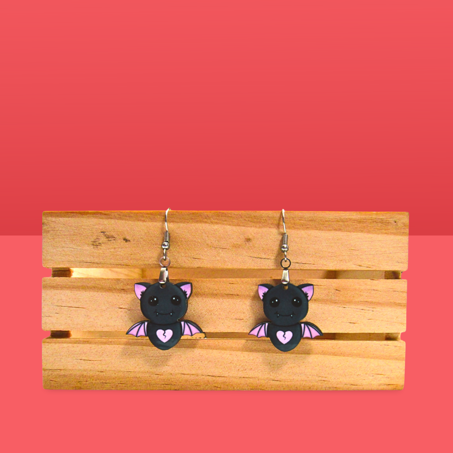 Flying Bat Shaped Sublimated Earrings 1 inch