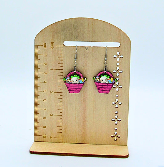MDF-Basket Shaped Sublimated Earrings 1 inch