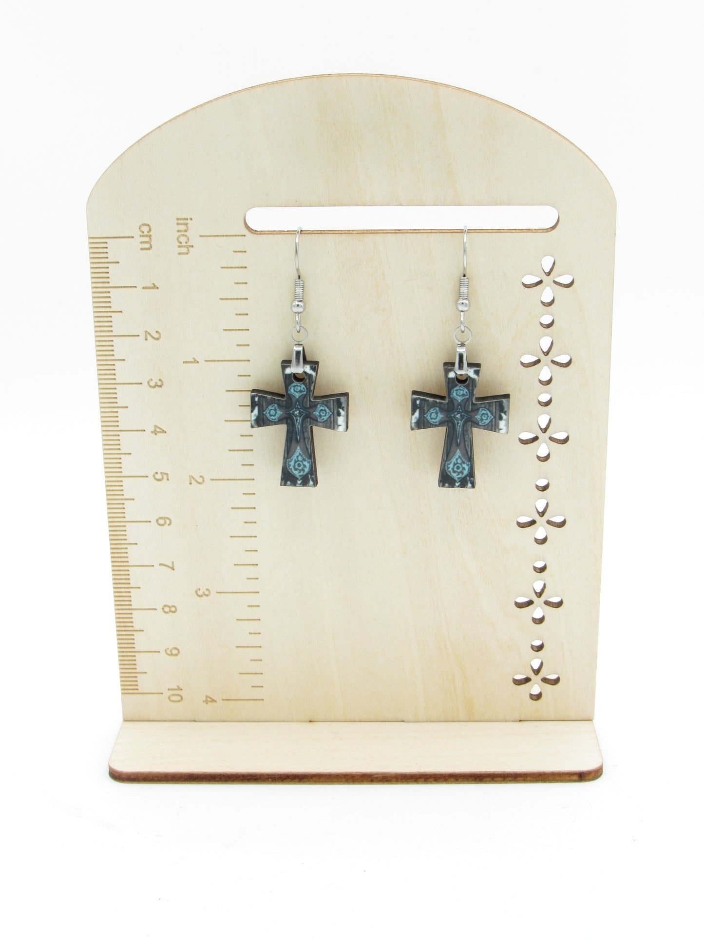 Southwestern Cross Dangle MDF Earrings -
