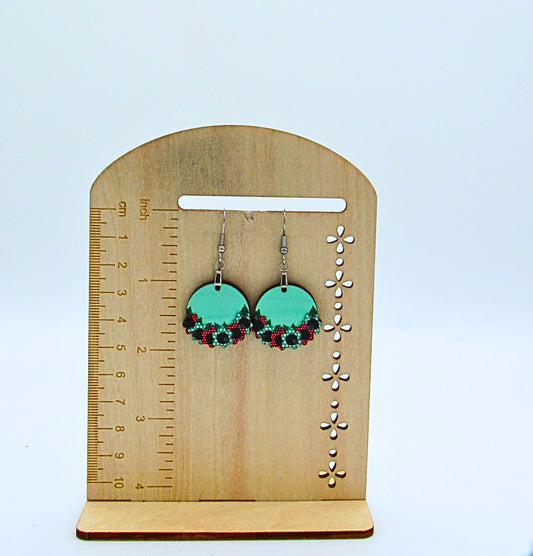 MDF-Floral Round Shaped Sublimated Earrings 1 inch