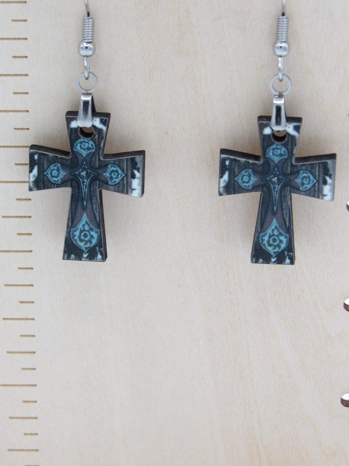 Southwestern Cross Dangle MDF Earrings -