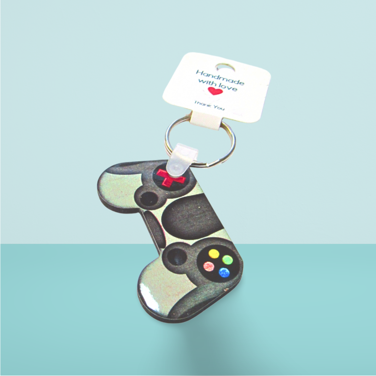 Game Controller Shaped Sublimated Keychain