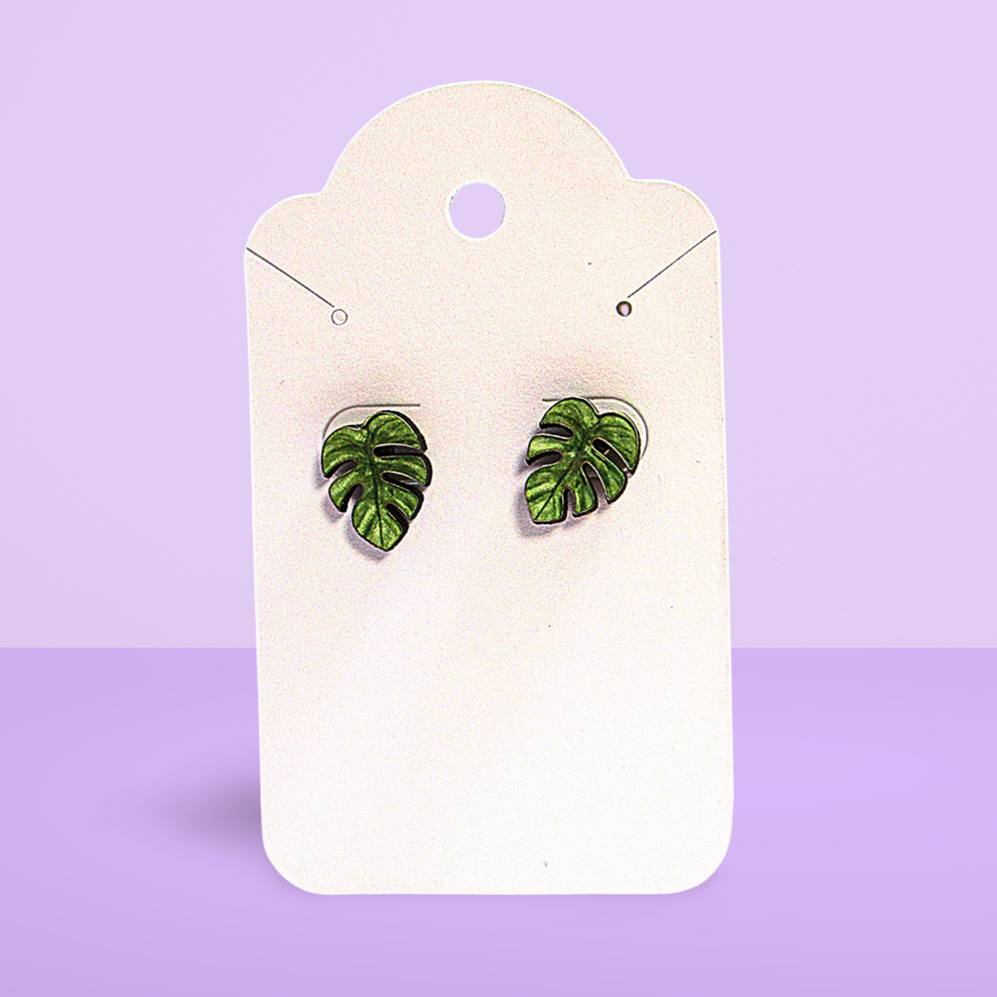 Monstera leaf Shaped Sublimated Stud Earrings MDF