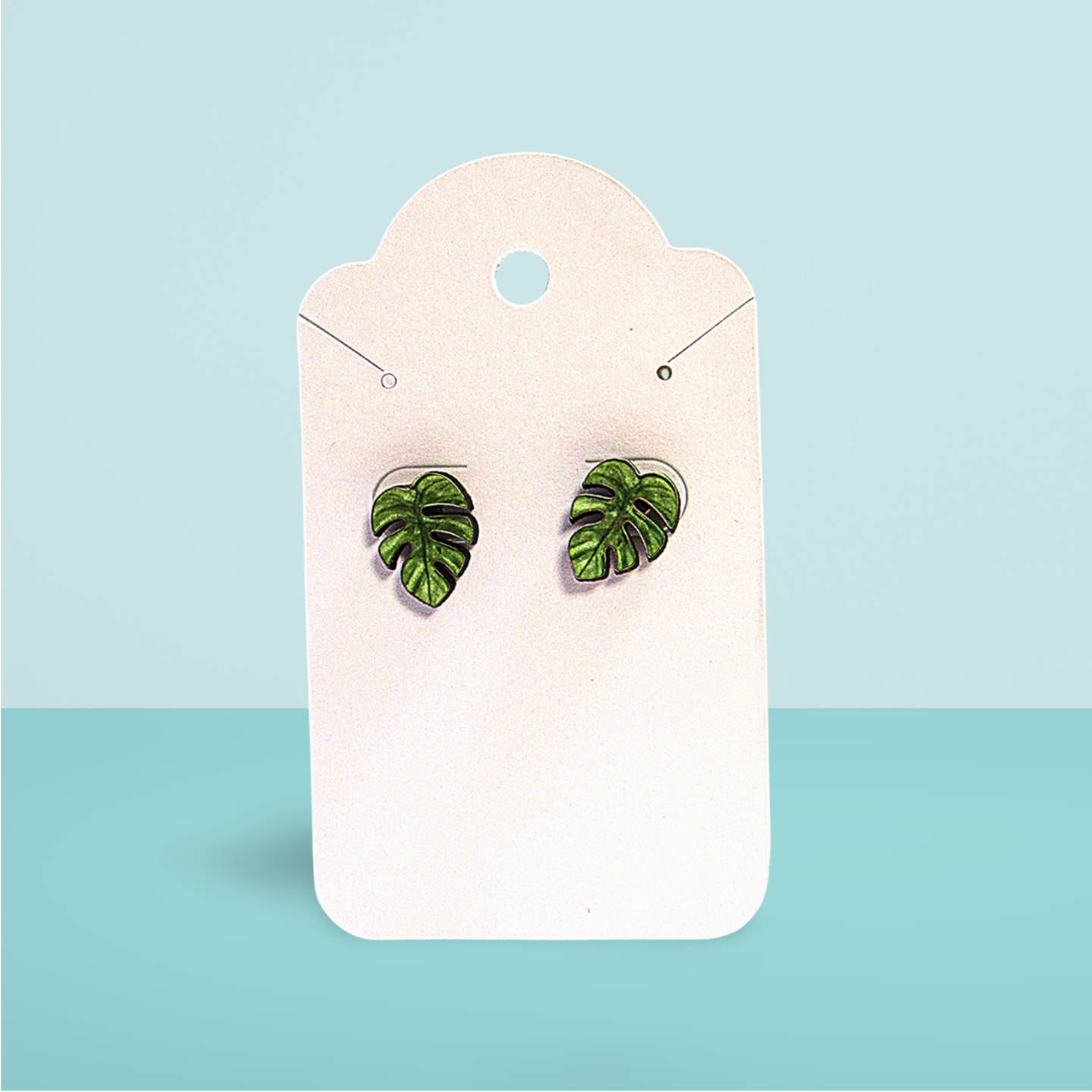 Monstera leaf Shaped Sublimated Stud Earrings MDF