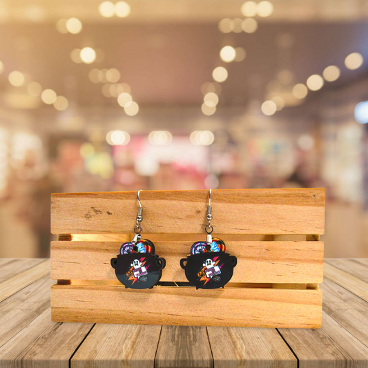 Cauldron Shaped Sublimated Earrings 1 inch