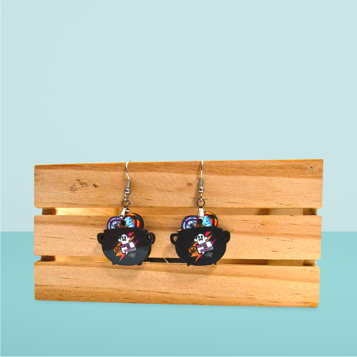 Cauldron Shaped Sublimated Earrings 1 inch
