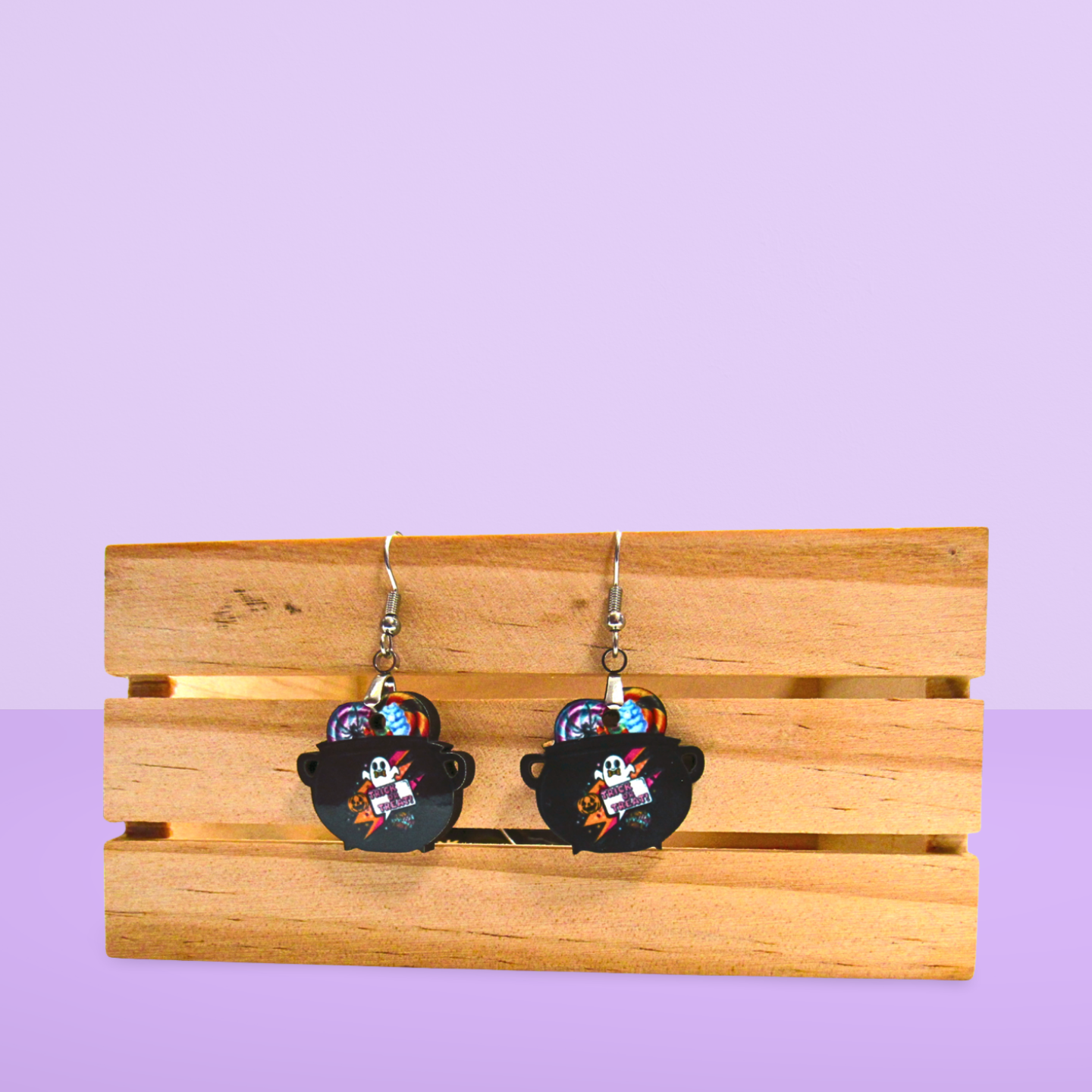 Cauldron Shaped Sublimated Earrings 1 inch