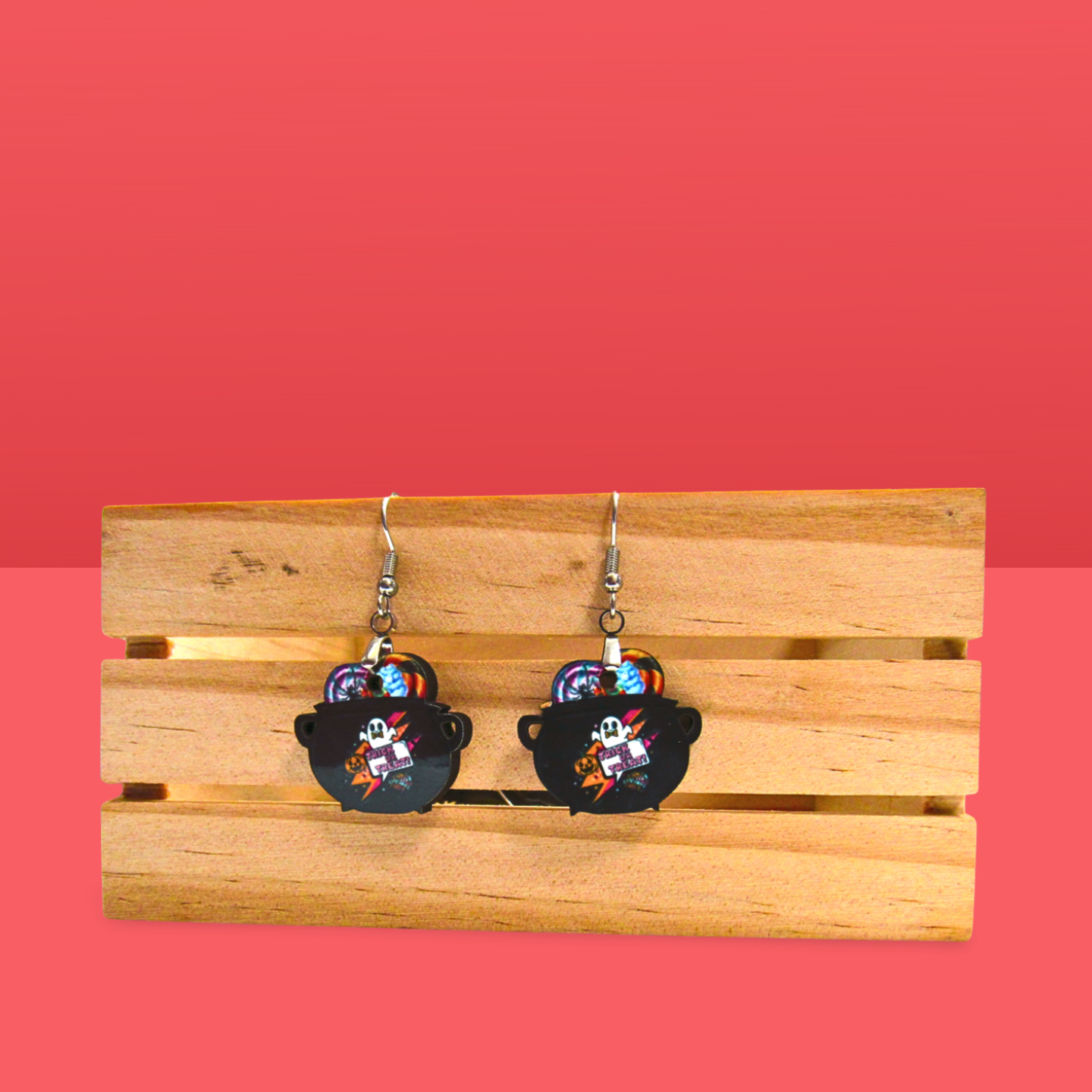 Cauldron Shaped Sublimated Earrings 1 inch