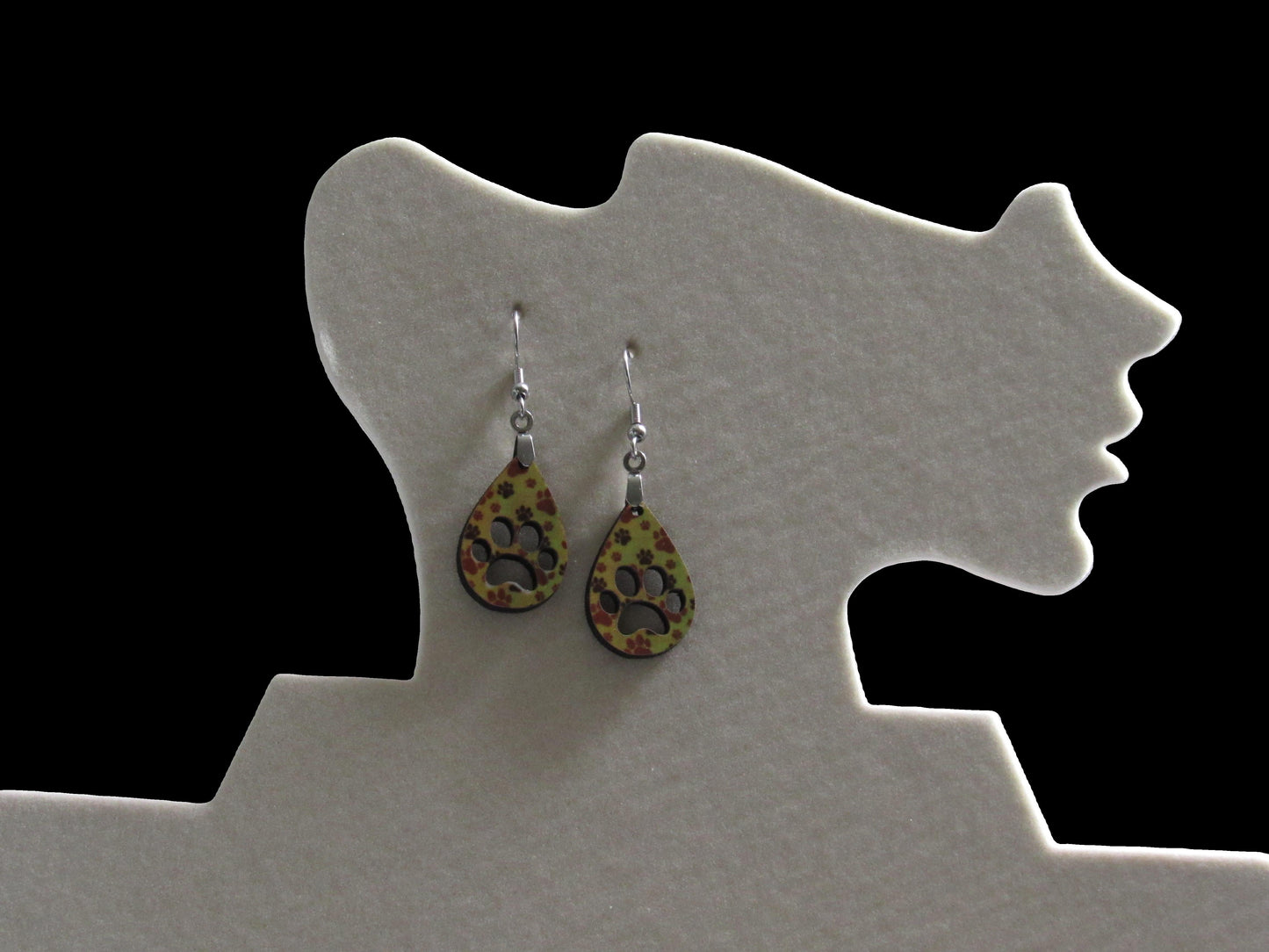 Pawprint Teardrop  Shaped Sublimated Earring 1 inch