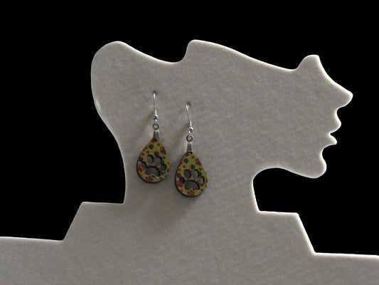 Pawprint Teardrop  Shaped Sublimated Earring 1 inch