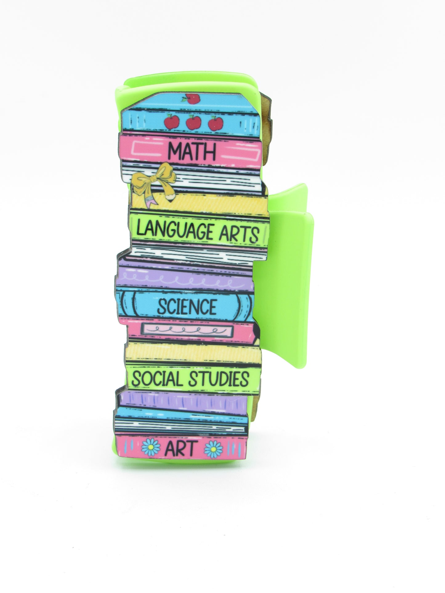 MDF Stacked Book Hair Claw Clip: Literary School Theme Accessory