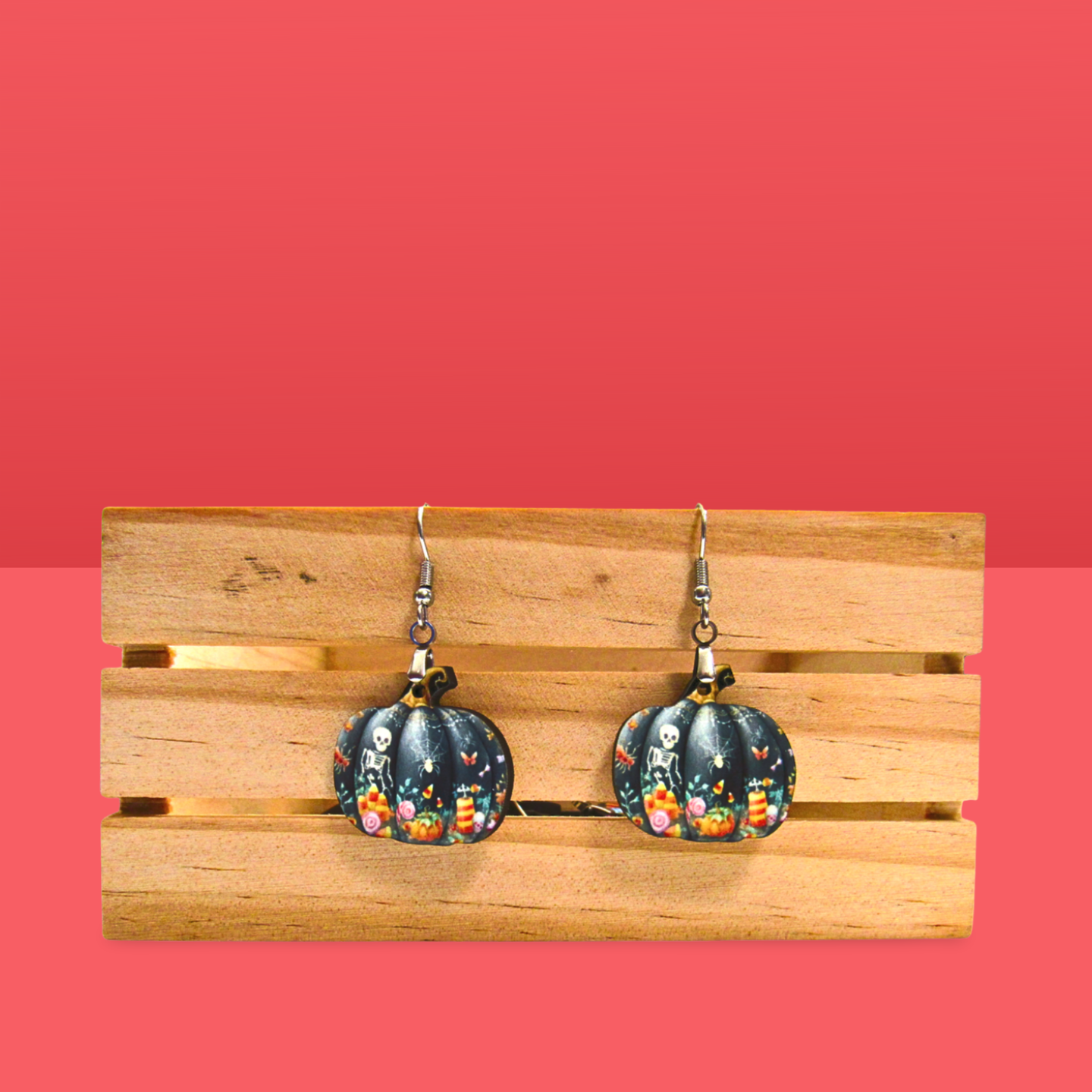 Pumpkin Shaped Sublimated Earrings 1 inch