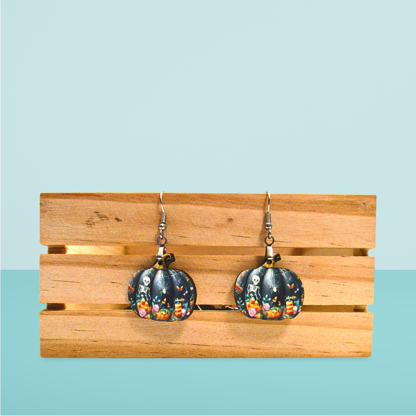 Pumpkin Shaped Sublimated Earrings 1 inch
