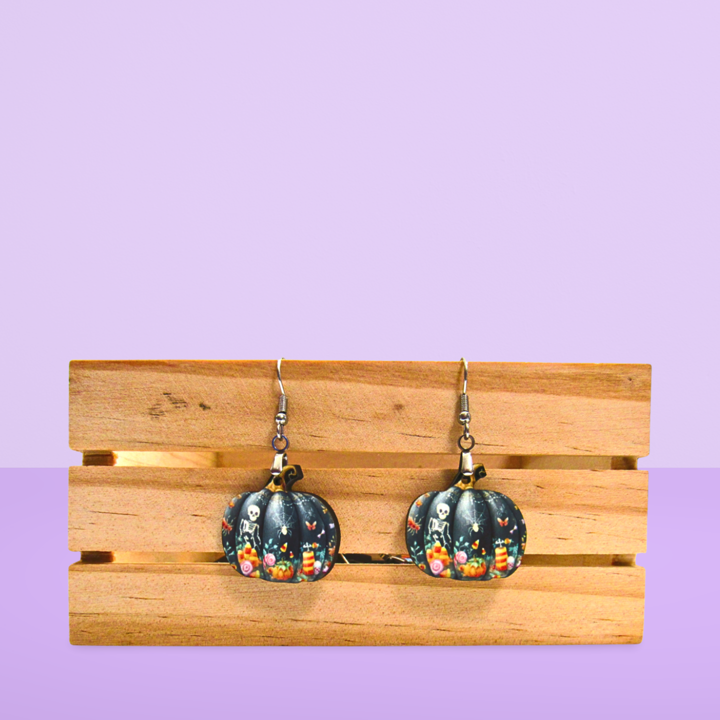 Pumpkin Shaped Sublimated Earrings 1 inch