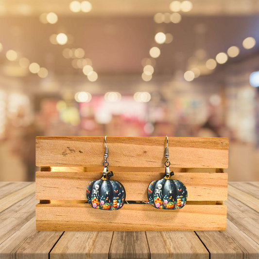 Pumpkin Shaped Sublimated Earrings 1 inch