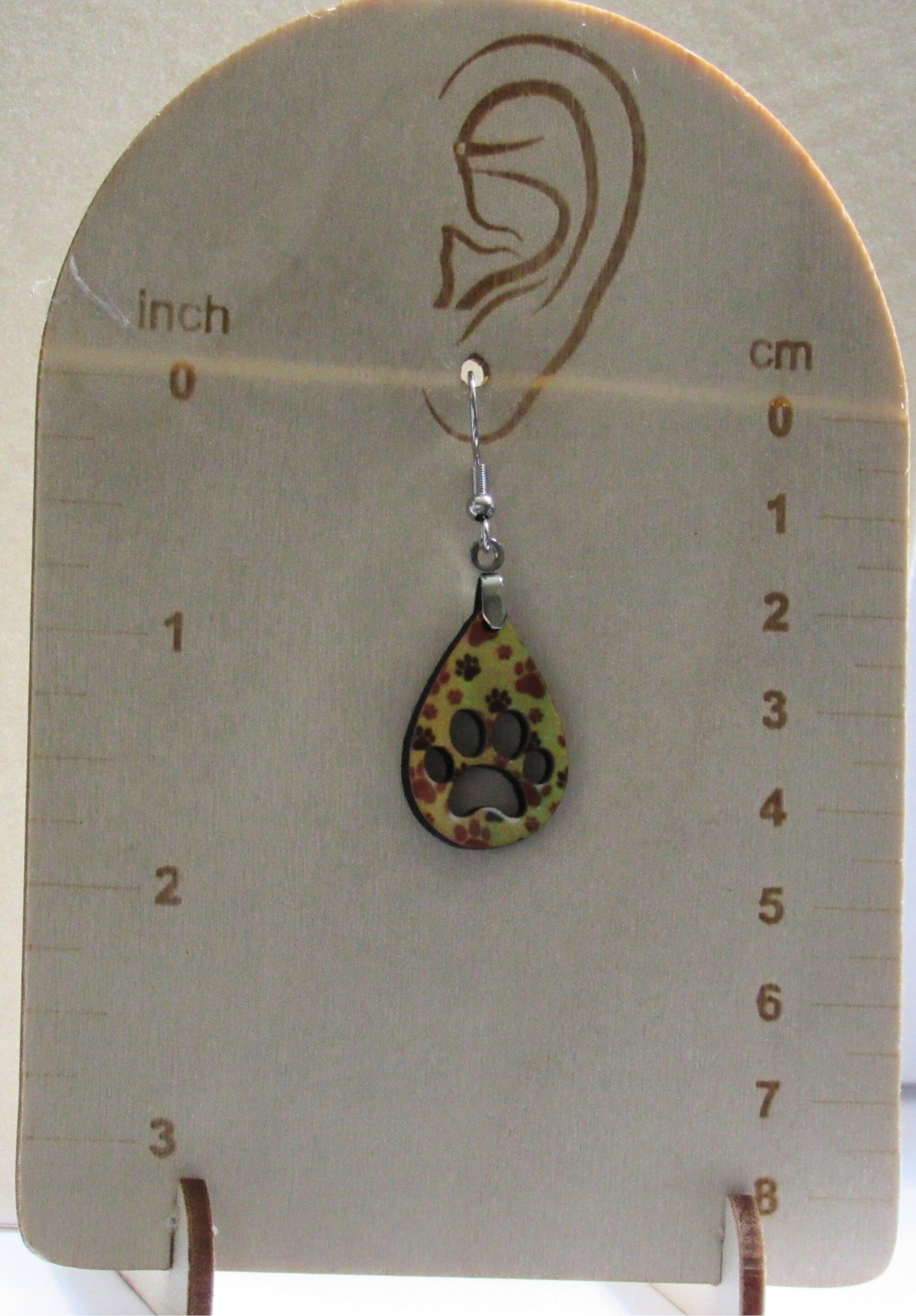 Pawprint Teardrop  Shaped Sublimated Earring 1 inch