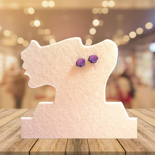 Clam Shell Shaped Sublimated Stud Earrings