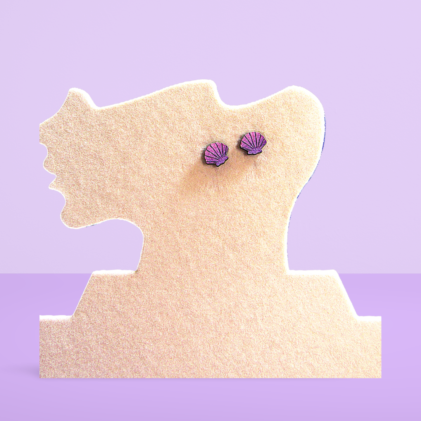 Clam Shell Shaped Sublimated Stud Earrings