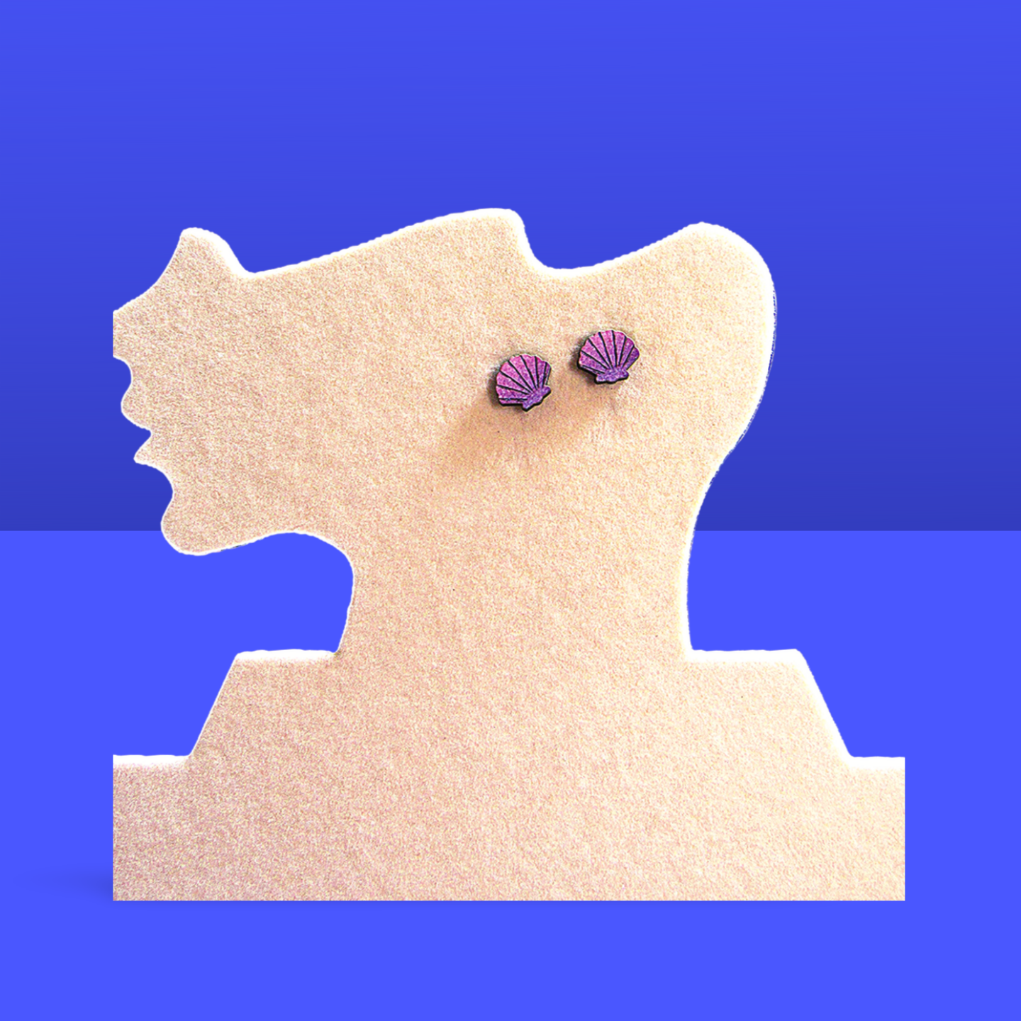 Clam Shell Shaped Sublimated Stud Earrings